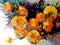 Watercolor art background autumn flowers bouquet vivid