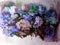 Watercolor art background colorful summer flower blue violet white phlox branch