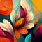 Watercolor art background. Digital generated wallpaper design with flower paint brush line art