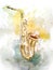 Watercolor Art - musical instruments - Saxophone