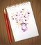 Watercolor artistic valentine day heart bouquet illustration.