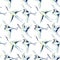 Watercolor asian crane bird seamless pattern