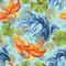 Watercolor asian goldfishes