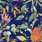Watercolor australian banksia vector pattern