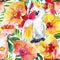 Watercolor Australian Cockatoo seamless pattern