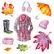 Watercolor autumn accessories