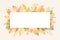 Watercolor autumn banner with leaves and branches isolated on white background.