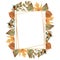 Watercolor Autumn Leaves Frame illustration.Golden frame. Wedding clipart. Foliage Frame, Botanical illustration.Maple leaf, Birch