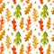 Watercolor autumn oak leaves seamless pattern