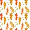 Watercolor autumn oak leaves seamless pattern