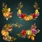 watercolor autumn ornaments collection vector design illustration