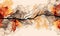 Watercolor autumn twigs with leaves background. Plant golden wallpaper. For banner, postcard, book illustration. Created with