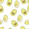 Watercolor avocado fruit isolated on white background. Handwork exotic summer draw. Hello my style. Seamless pattern