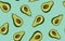 Watercolor avocado seamless pattern, handmade illustration for Wallpaper, design, fabric or wrapping paper