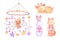 Watercolor Baby crib mobiles diy for baby bassinet, crib, cradle, and sleeping baby toys, bunny, fox and dear. Toys