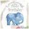 Watercolor baby elephant and mother. Cute Elephants for greeting card, birthday, invite, painting clip art on floral background