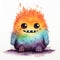 Watercolor Baby Monster Illustration Playful Whimsy