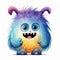 Watercolor Baby Monster Illustration Playful Whimsy