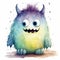 Watercolor Baby Monster Illustration Playful Whimsy