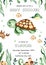 Watercolor baby shower with underwater creatures, sea turtle, fish, algae