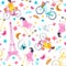 Watercolor baby vector pattern