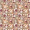 Watercolor background of crimson, white and orange asters and chrysanthemums. Fall flowers seamless pattern.