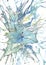 Watercolor background - green and blue colors, paint blurred  c expressive brush strokes and splashes.  Top view - drawing with a