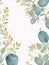 watercolor background, with watercolor eucalyptus branches, watercolor elements and gold glitter florals