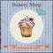 Watercolor bakery shop advertisement with cupcake