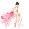 Watercolor ballerina in a pink