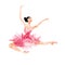 Watercolor ballerina in pink dancing