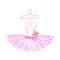 Watercolor ballet tutu on a hanger