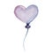 Watercolor balloon shape balloon heart for valentine`s day.illustration