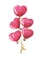Watercolor balloons in the form of a heart on golden cords, symbolizing love.