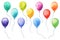 Watercolor balloons on white. hand panted separate balloons with bright various colors