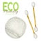 Watercolor bamboo cotton swabs, cotton pads. Biodegradable wooden material. Isolated Eco-friendly hygiene products. Zero
