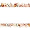 Watercolor banner with shells. Hand painted golden sea shells border isolated on white background. Nautical template