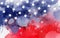 Watercolor banner in USA flag colors with stars