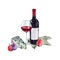 Watercolor barolo wine gourmet set Illustration