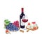 Watercolor barolo wine gourmet set Illustration