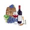 Watercolor barolo wine gourmet set Illustration