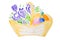 Watercolor basket of flowers