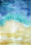 Watercolor beach top view abstract seascape illustration