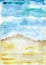 Watercolor beach top view abstract seascape illustration