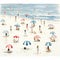 Watercolor Beach Umbrellas And Swimmers Detailed Character Illustrations