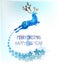 Watercolor beautiful blue deer with snowflakes