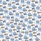 Watercolor beautiful seamless pattern with fish, snails, jellyfish and seashells.