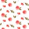 Watercolor beautiful tiny seamless pink roses flower pattern. Endless print for textile, clothes, fashion, linens, dress