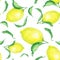 Watercolor beautiful yellow realistic lemons pattern
