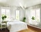 Watercolor of Bedroom with farmhouse white wooden green
